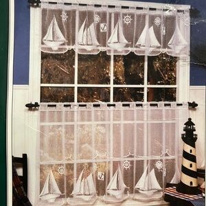 NWT "Set Sail" Lace Swag Pair in Ecru by Heritage Lace 84" X 32" New Made in USA